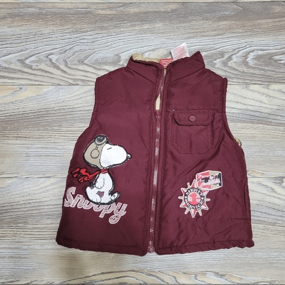 Peanuts Snoopy vest puffer Boys Size 24 months cranberry - Picture 7 of 7